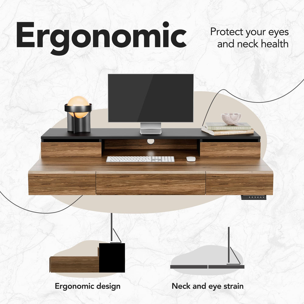 Electric Standing Desk with Drawers & Monitor Shelf, 48 Inch