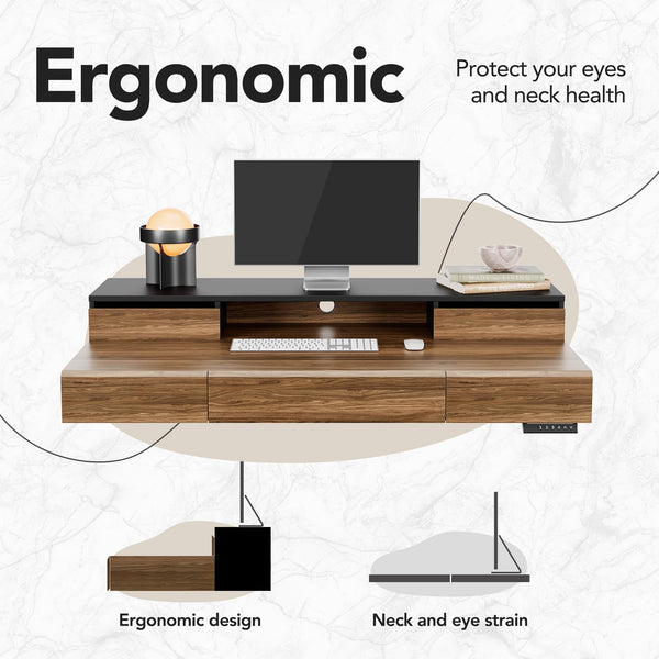 Electric Standing Desk with Drawers & Monitor Shelf, 48 Inch