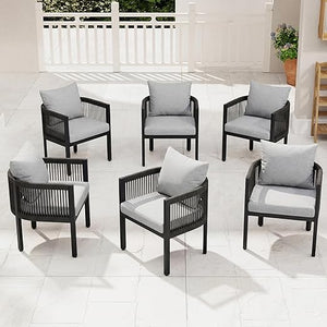 Outdoor Rope Dining Chairs with Cushions