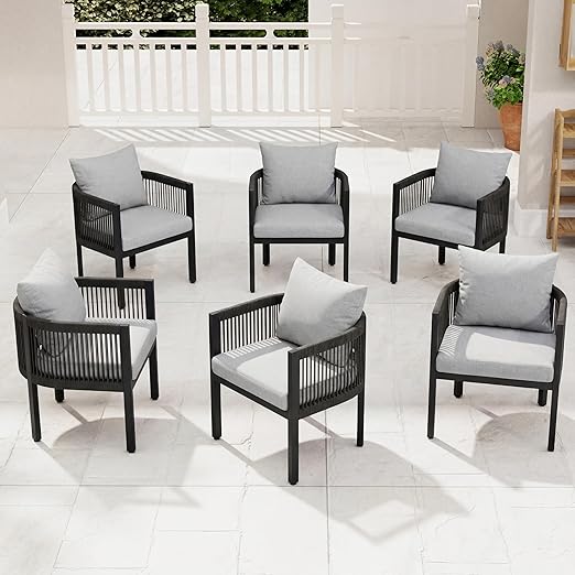 Outdoor Rope Dining Chairs with Cushions