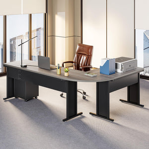 83" L-Shaped Executive Desk with Mobile File Cabinet