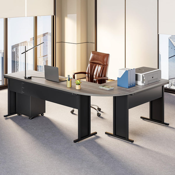 83" L-Shaped Executive Desk with Mobile File Cabinet