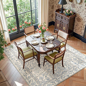 Floral Vintage Area Rug 5x7 Low Pile Machine Washable Non-Slip