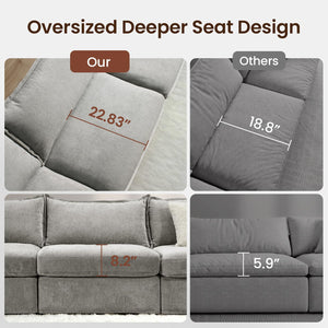 118.5" Modular Sectional Sofa with Storage Ottoman – Light Grey