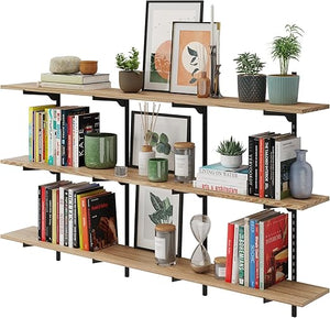 60-Inch Floating Wall Shelves with Adjustable Rail Bracket System