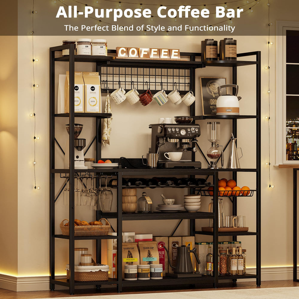 Large Baker's Rack with Power Outlet & Wine Storage