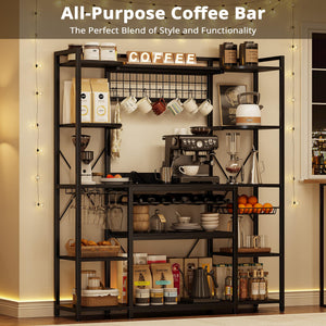 Large Baker's Rack with Power Outlet & Wine Storage