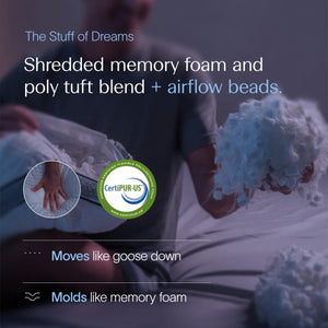 Gusseted Sapphire Queen Pillow – Adjustable Loft, Shredded Memory Foam