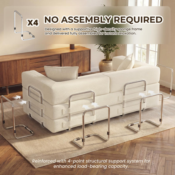 78" Convertible Sofa Bed – 5-in-1 Futon Couch, Corduroy, No Assembly