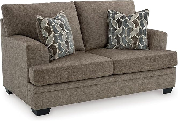 Contemporary Polyester Loveseat with Accent Pillows