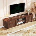 70" Mid-Century Modern TV Stand with Fluted Doors & Storage Cabinets