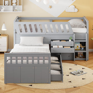 Twin Loft & Platform Bed with 7 Storage Drawers