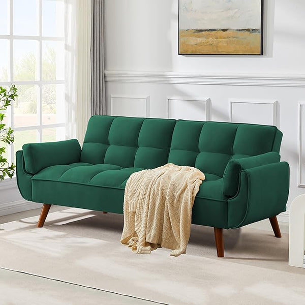 Futon Sofa Bed with Adjustable Split Backrest, Twin Size