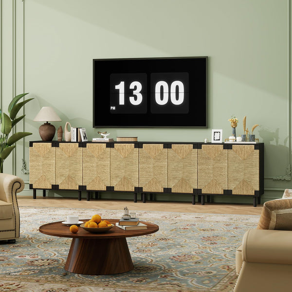 Seagrass Sideboard Buffet Cabinet with Adjustable Shelf