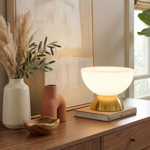 Lamina LED Table Lamp - Dimmable Mini Desk Lamp with Glass Shade, Gold