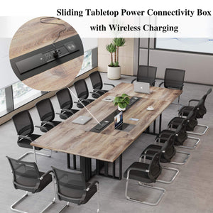12ft Large Conference Table with 2" Thick Top & Metal Grid Base