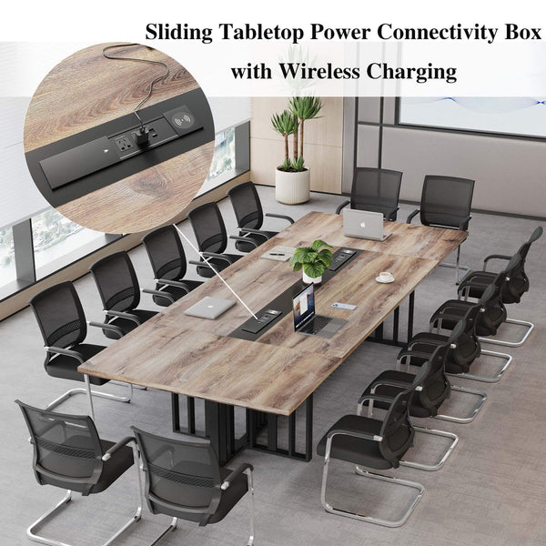 12ft Large Conference Table with 2" Thick Top & Metal Grid Base