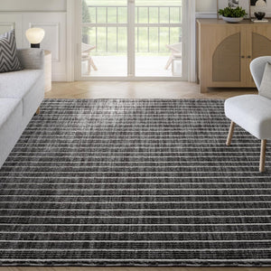 Striped Area Rug – Grey & Black