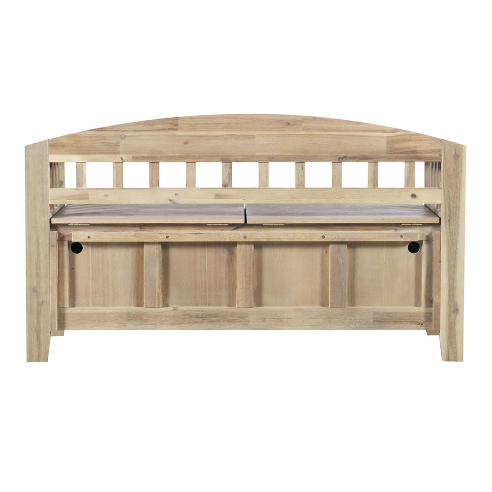 Acacia Wood Storage Bench with Split Seat