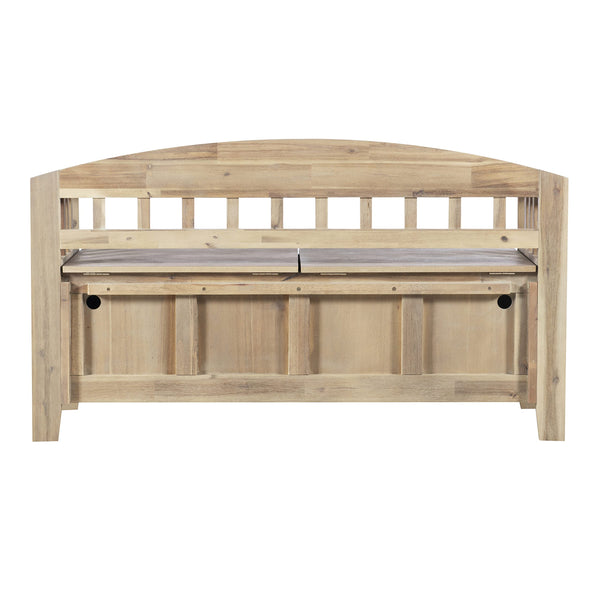 Acacia Wood Storage Bench with Split Seat