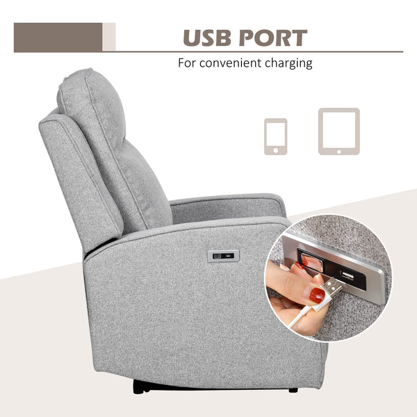 Electric Power Recliner with USB Charging – Gray