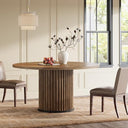 Round Dining Table 47-Inch MDF Metal Base Seats 4-6