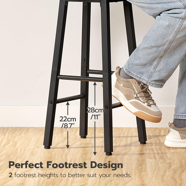 Industrial Bar Stools Set of 2 – Counter Height Kitchen Island Chairs