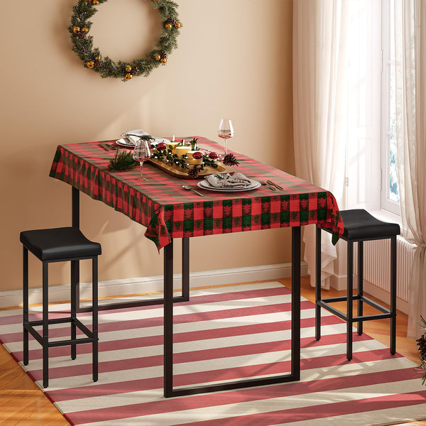 Counter Height Bar Stools with PU Leather Saddle Seat — Set of 2, 3, or 4
