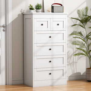 6-Drawer Tall Dresser with Metal Rails & Anti-Tip Kit