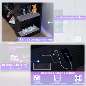 70.9" LED TV Stand with Power Outlet & Storage