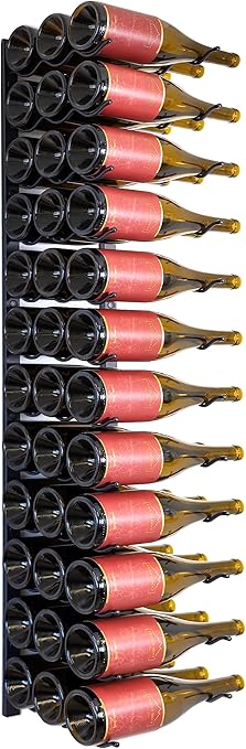 Wall Mounted Metal Wine Rack – 12 or 36 Bottle, Matte Black