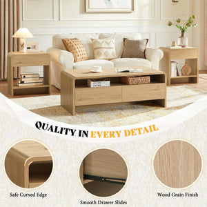 3-Piece Coffee Table & End Table Set with Storage