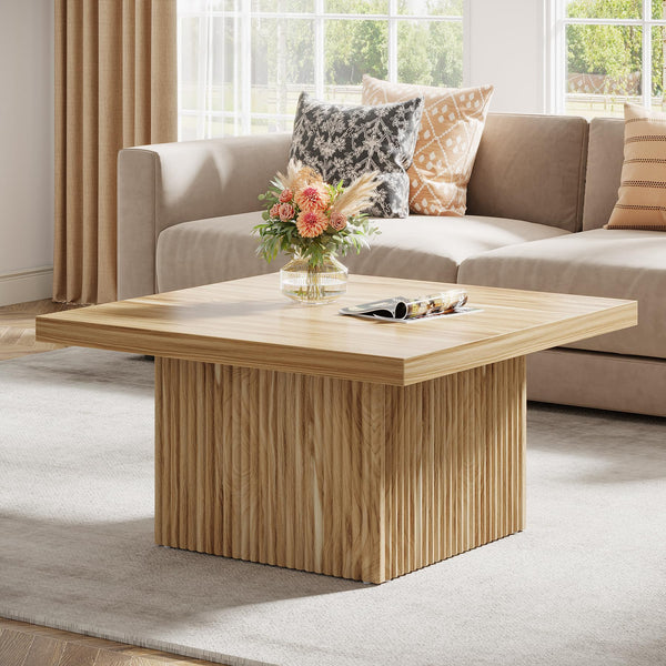 Square Fluted Coffee Table – Mid-Century Modern