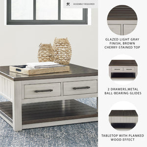 Farmhouse Lift-Top Coffee Table with Drawers & Casters