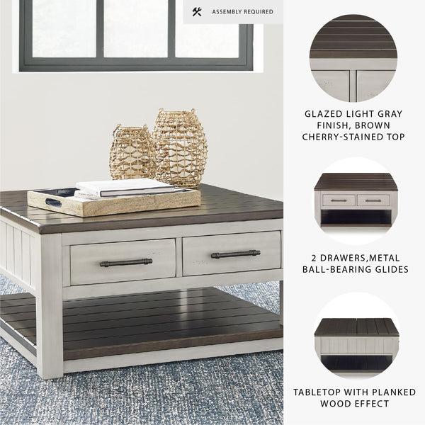 Farmhouse Lift-Top Coffee Table with Drawers & Casters