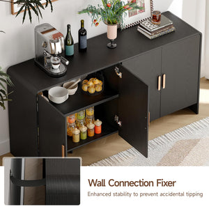 60" Sideboard Buffet Cabinet with 4 Doors & Adjustable Shelves