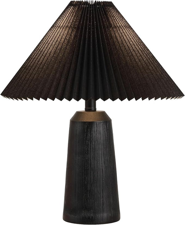 Resin Cylinder Table Lamp with Pleated Shade