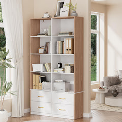 70" Tall Bookshelf with 4 Drawers & 6 Adjustable Shelves