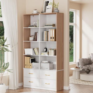 70" Tall Bookshelf with 4 Drawers & 6 Adjustable Shelves