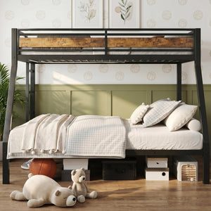 Twin Over Full Metal Bunk Bed with Guardrails