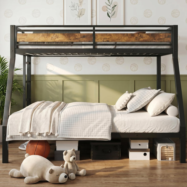 Twin Over Full Metal Bunk Bed with Guardrails
