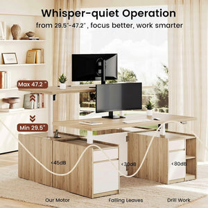 Electric Standing Desk with Drawers & Storage, 70.87"