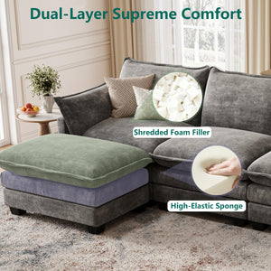 Modular U-Shaped Sectional Sofa with Movable Ottoman