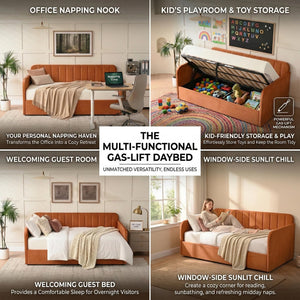 Twin Velvet Daybed with Gas-Lift Storage