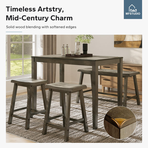 Counter Height Dining Table Set for 4 with Bench