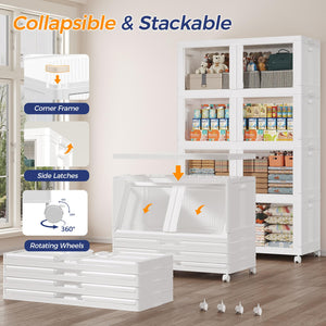 250-Gallon 5-Tier Stackable Storage Cabinet with Wheels and Clear Doors