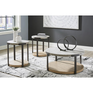 Round 3-Piece Occasional Table Set with Casters