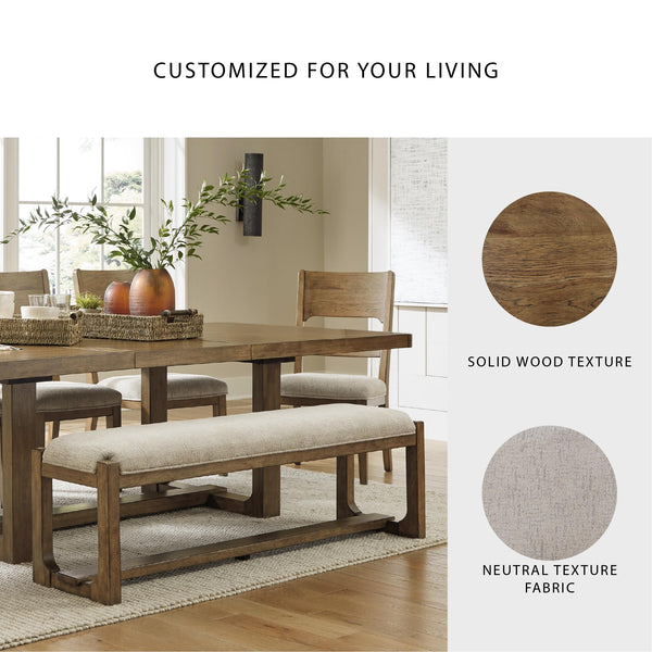 Farmhouse Upholstered Dining Bench with Foam Cushion