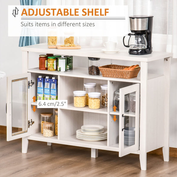 Farmhouse Sideboard Buffet Cabinet with Glass Doors and Storage Shelves
