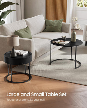 Round Nesting Coffee Tables Set of 2 with Hidden Storage